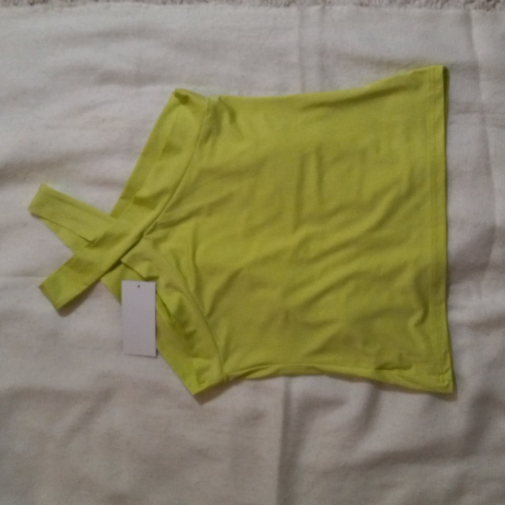 FLOERNS Criss Cross Lime Green Tank Top Shirt Sz XL NWT
